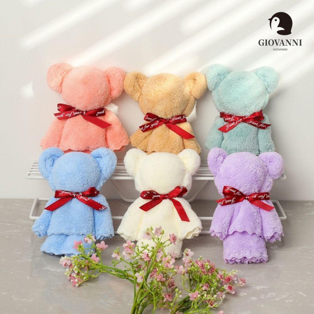 Khăn Nhung San Hô Mềm Mại Hình Gấu Dễ Thương Thấm Hút Tốt