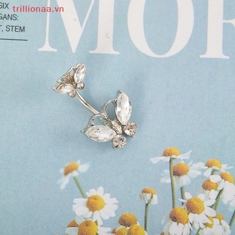 Khuyên Rốn Hình Bướm Đính Đá Pha Lê Gợi Cảm Thời Trang Cho Nữ