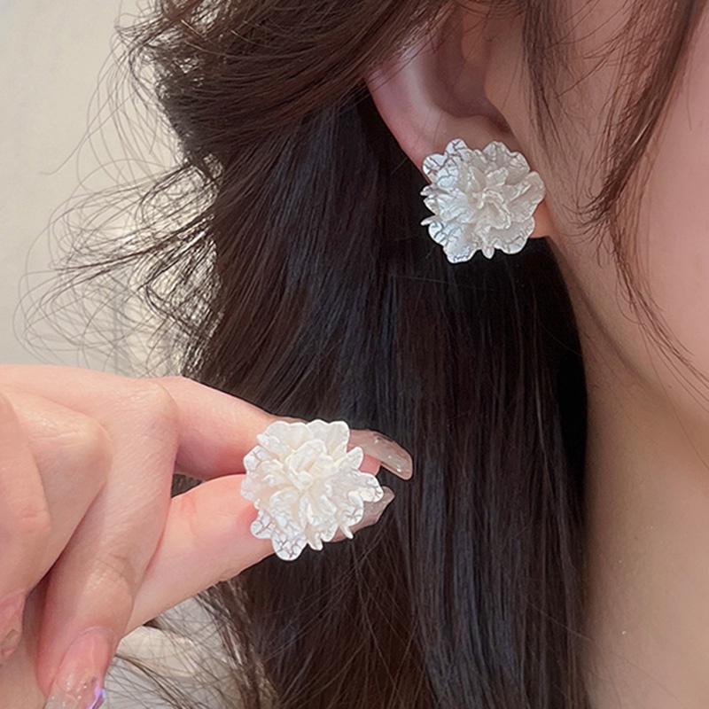 Bông Tai Hình Hoa Trà Trắng Đơn Giản Dễ Thương Phong Cách Nhật Hàn