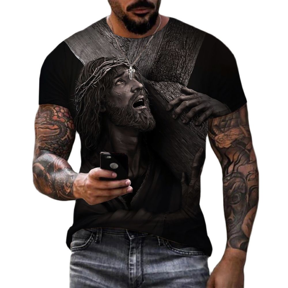Áo Thun Tay Ngắn In Hình Chúa jesus christ 3d Thời Trang Mùa Hè 2023 Phong Cách harajuku Cho Nam