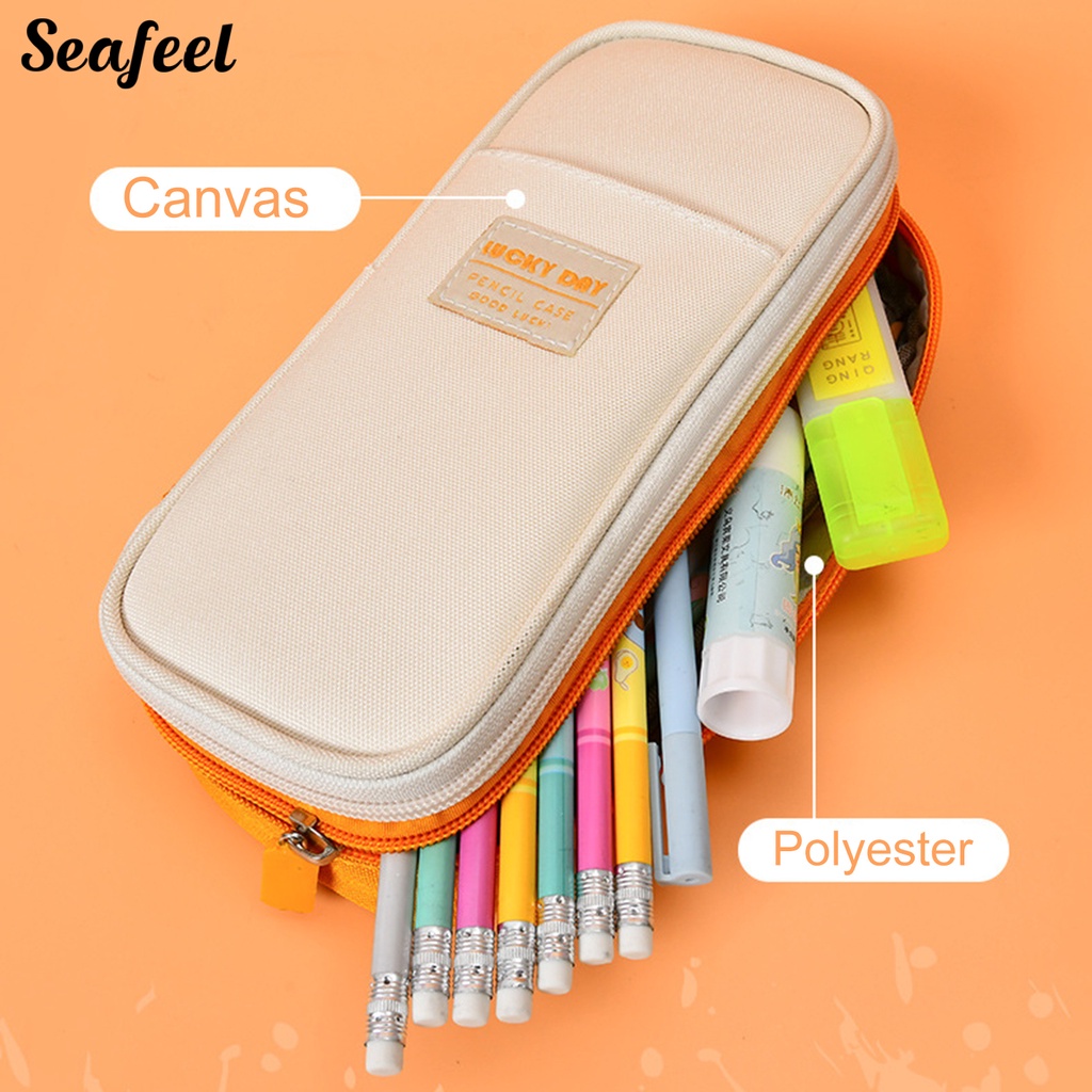 Túi Đựng Bút Bằng Vải Canvas Có Khóa Kéo Sức Chứa Lớn Màu Sắc