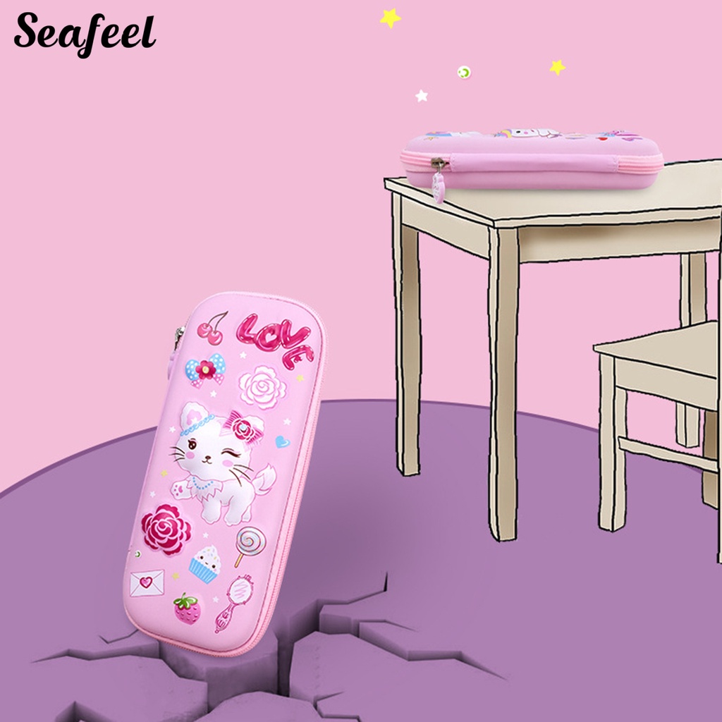 Túi Đựng Bút Dạng Lưới In Họa Tiết Hoạt Hình Kitty Dễ Thương