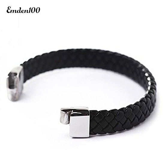 Vòng Tay Bện Dây Giả Da Mặt Hợp Kim Thời Trang Vintage Cho Nam