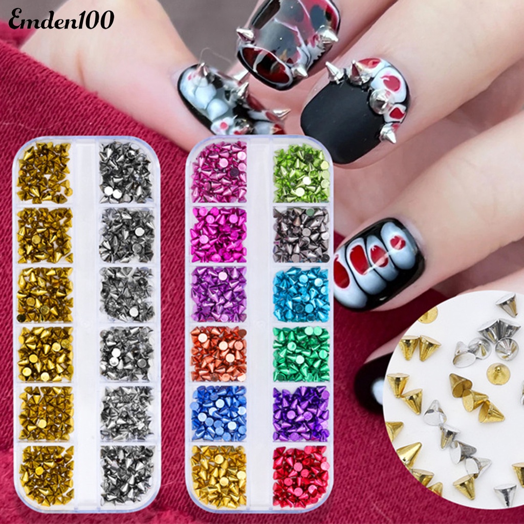 1 Hộp Phụ Kiện Đinh Tán Trang Trí Móng Tay 12 Ngăn Không Phai Màu Chống Rơi Có Thể Tháo Rời DIY