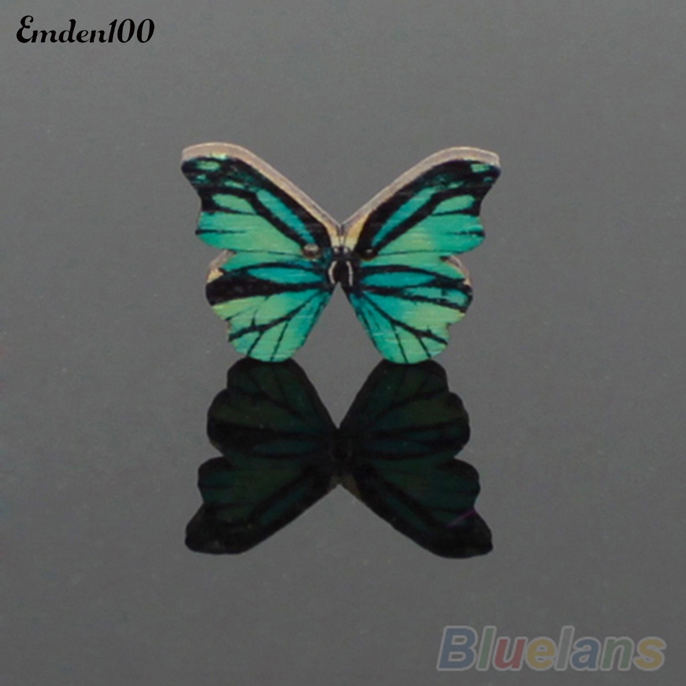 Set 50 Nút Gỗ 2 Lỗ Hình Bướm Nhiều Màu Sắc