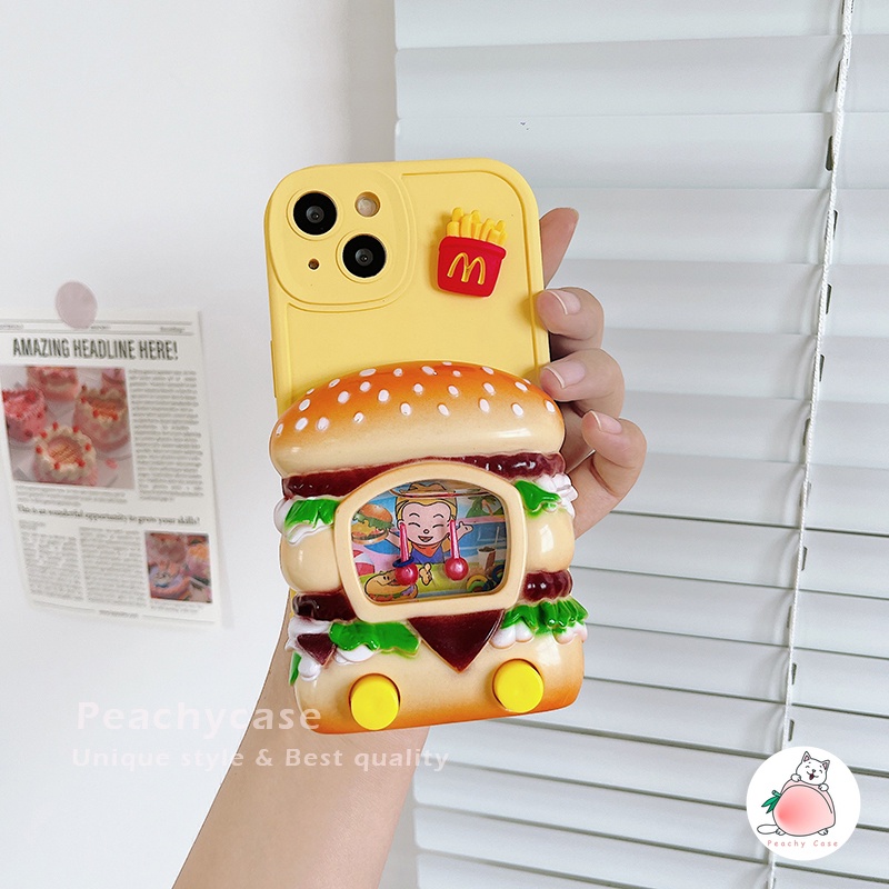 Ốp Điện Thoại TPU Dẻo Họa Tiết Bánh Hamburger 3D Vui Nhộn Cho iPhone 14 13 12 11 Pro Max Xr Xs Xsmax