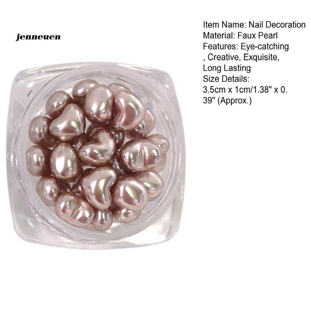 1 Hộp Hạt Ngọc Trai Giả Hình Trái Tim 3D Lấp Lánh Trang Trí Móng Nghệ Thuật