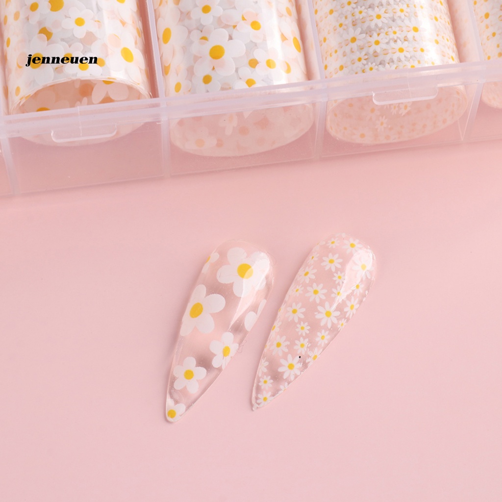 1 Hộp Nhãn Dán Trang Trí Móng Tay Hình Hoa Màu Sắc Sống Động