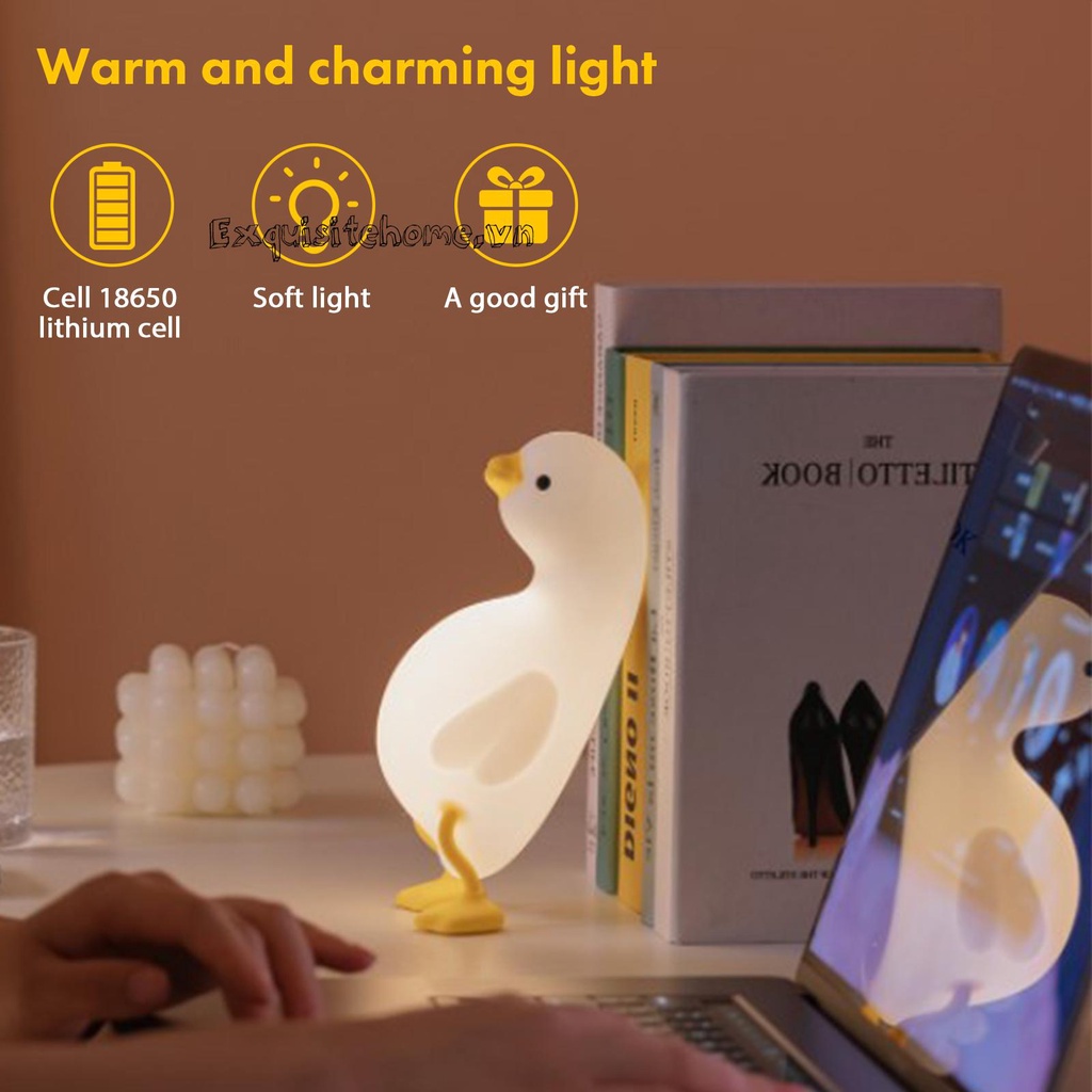 Đèn Ngủ 3 Bánh Răng 900mAh Bằng Silicone Hình Vịt Dùng Trang Trí Tiệc