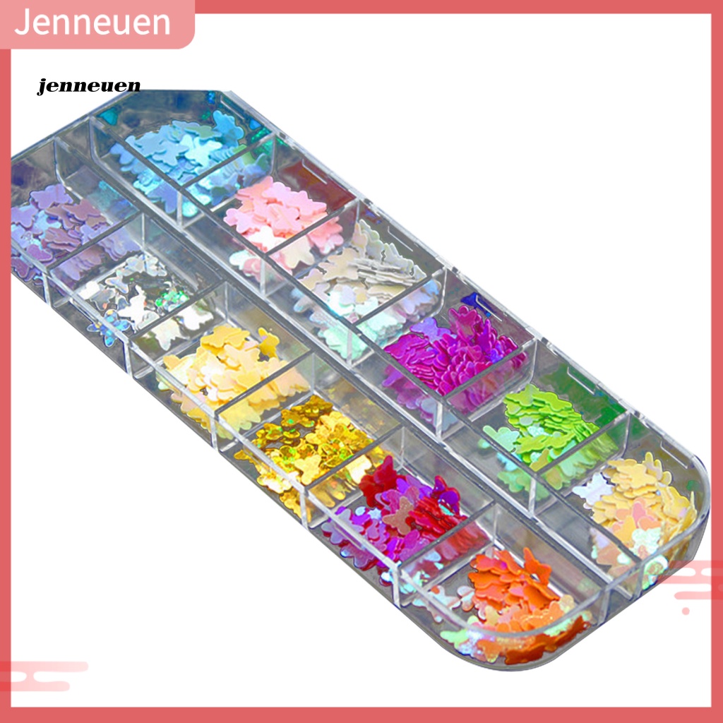 Hộp Sequin Hình Bướm Màu Dạ Quang Dùng Trang Trí Móng Tay