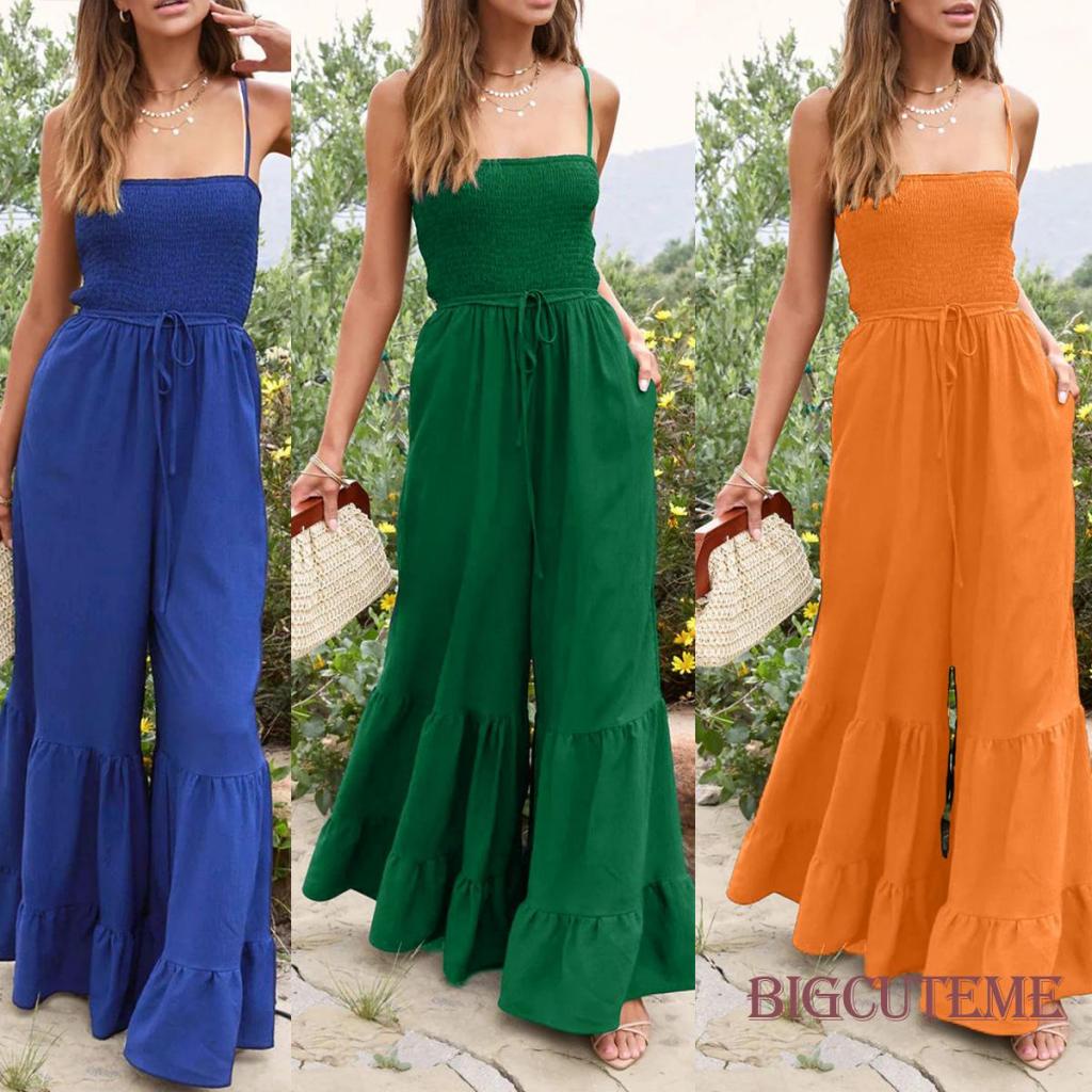 Bộ Áo Liền Quần Hai Dây Màu Sắc Thời Trang Mùa Hè Cho Nữ