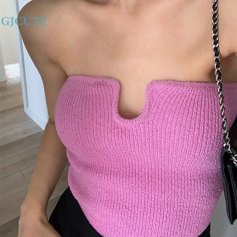 Áo Hai Dây Dệt Kim Màu Trơn Dáng Ôm Gợi Cảm Thời Trang Mùa Hè Cho Bạn Gái