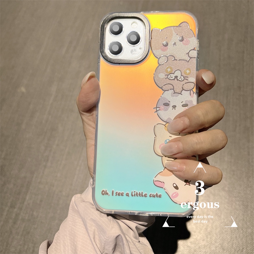 Ốp Điện Thoại Silicone Mềm Chống Sốc Màu Laser In Hình Thỏ Cho iPhone 14 13 12 11 Pro Max SE2020 X Xr Xs Max 8 7 Plus