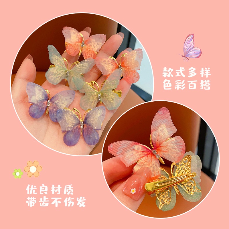 Bộ 2 Kẹp Tóc Hình Cánh Bướm Đính Đá Ba Chiều Cho Bé Gái 2023