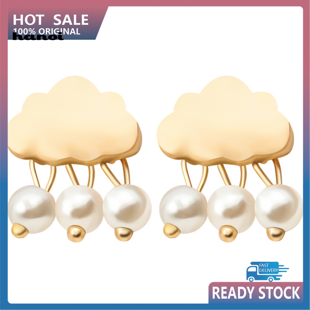 Bông Tai Hình Đám Mây Mưa Đính Ngọc Trai Giả Thời Trang Cho Nữ