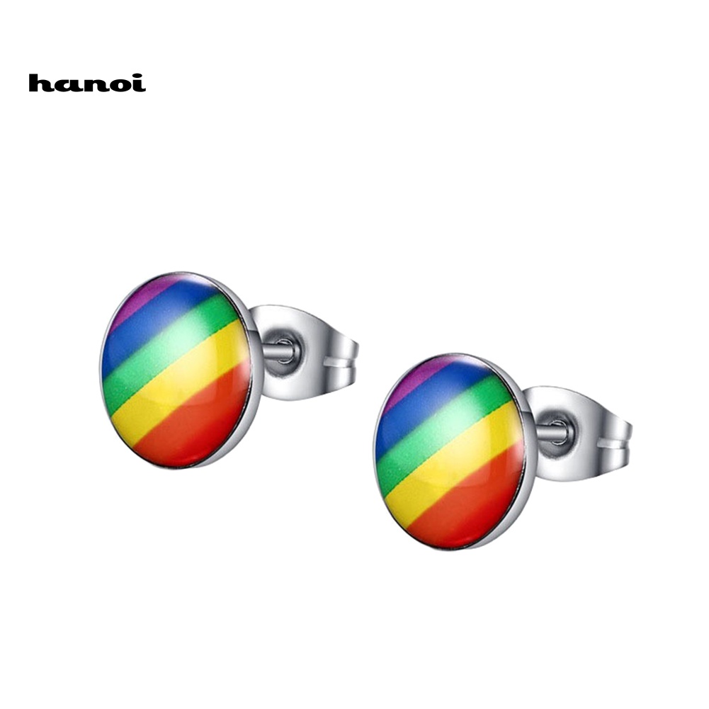 Khuyên Tai Tròn Màu Sắc Cầu Vồng Thời Trang Cá Tính Dành Cho Nữ