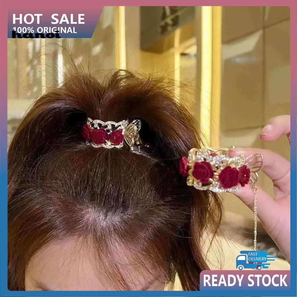 Kẹp Tóc Càng Cua Đính Đá Lấp Lánh Chống Trượt Trang Trí Tóc Đuôi Ngựa