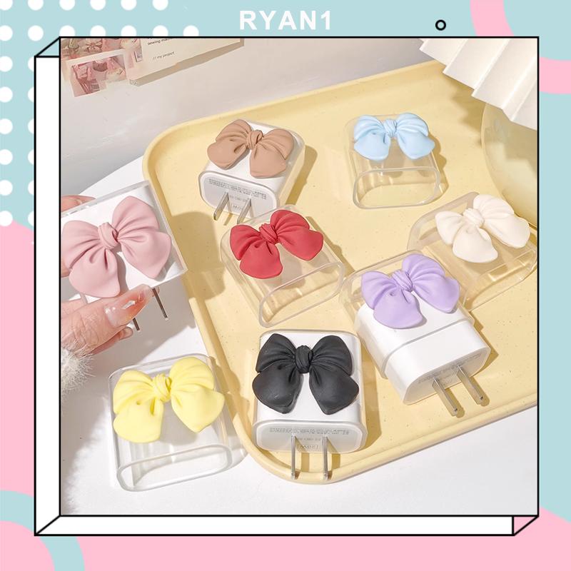 Vỏ Bọc Bảo Vệ Cáp sạc Apple 18 / 20W Hình Nơ Mặt Cười Màu Hồng / Tím Dễ Thương-RN