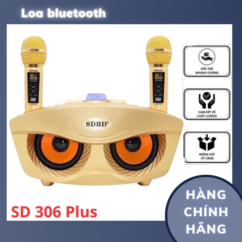 Loa karaoke bluetooth SD 306 âm thanh chất lượng đỉnh cao,loa không dây kèm 2 micro hát song ca nhạc hay bass chuẩn