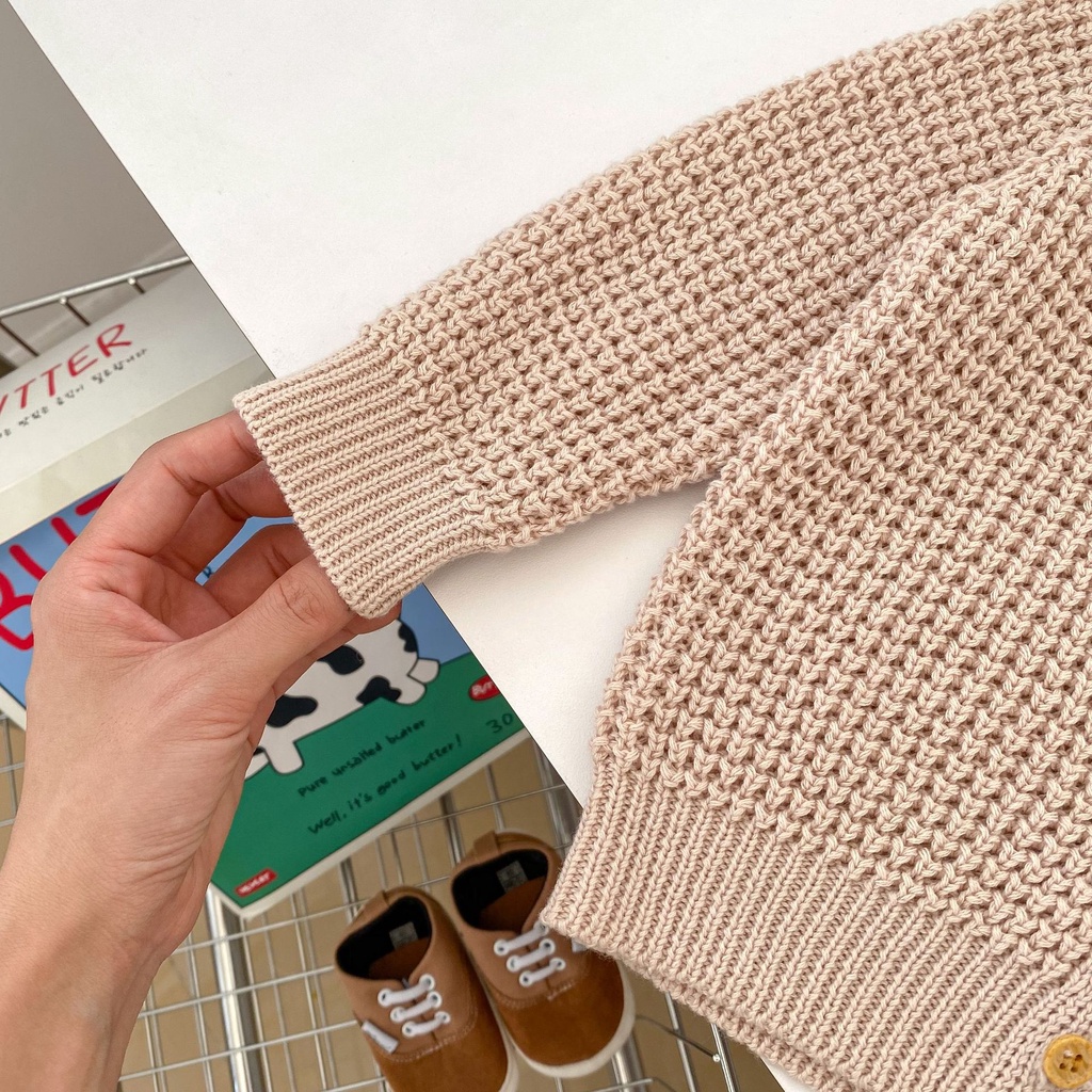 Bộ Áo Cardigan Cotton Có Nón Dệt Kim Màu Trơn Phối Quần Dài Thời Trang Mùa Thu 2023 Cho Bé Gái