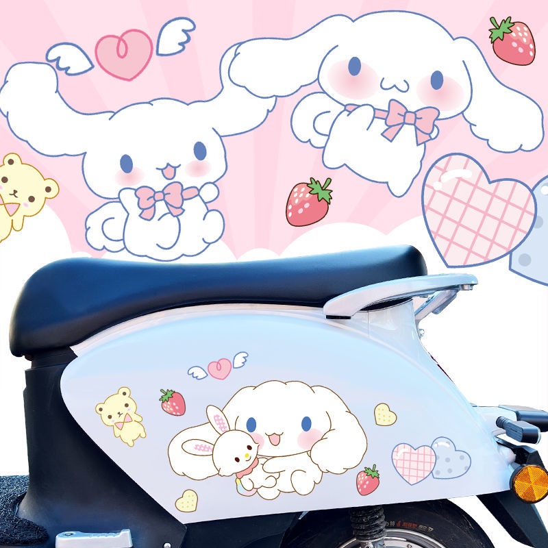 Miếng Dán Trang Trí Xe Điện Chống Trầy Xước Họa Tiết Chú Chó Cinnamon Hoạt Hình Dễ Thương