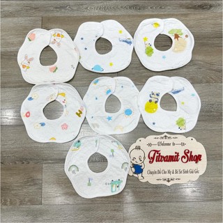 [3 Lớp Chống Thấm] Yếm tròn xoay cho bé chống thấm, yếm cổ tròn cúc bấm cho bé