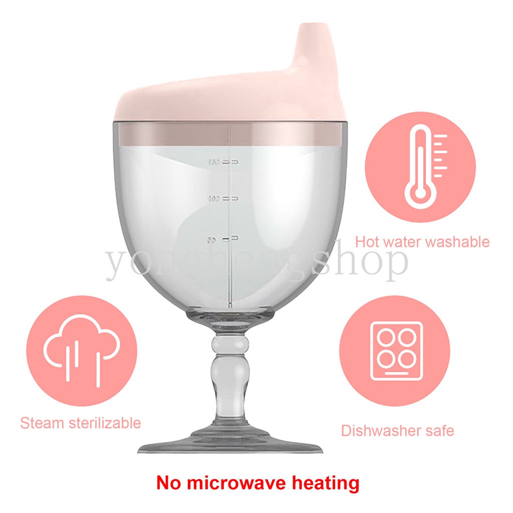 Bình Nước Thủy Tinh 150ml Chống Rò Rỉ Hình Ly Rượu Vang Sáng Tạo Thích Hợp Làm Quà Tặng Cho Bé