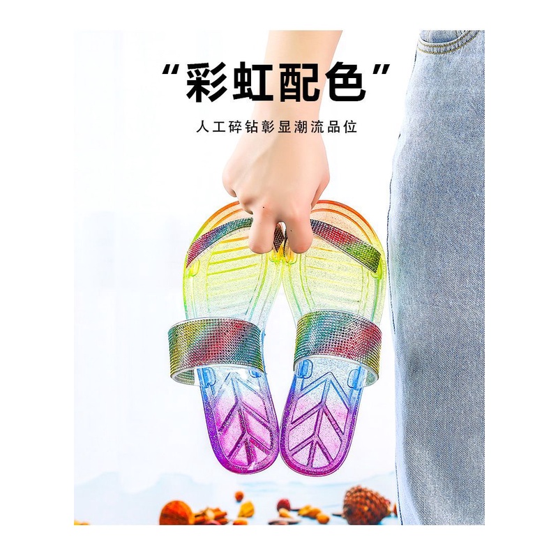 Dép Sandal 3RXT Đế Phẳng Chống Trượt Đính Kim Cương Màu Sắc Thời Trang Mùa Hè 2022 Dành Cho Bạn Nữ