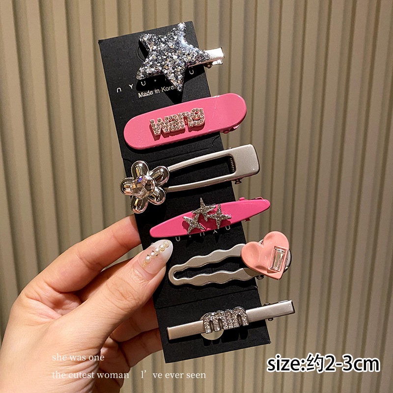 Set 7 Kẹp Tóc Đính Đá Ngôi Sao Lấp Lánh Y2k Cho Bé Gái
