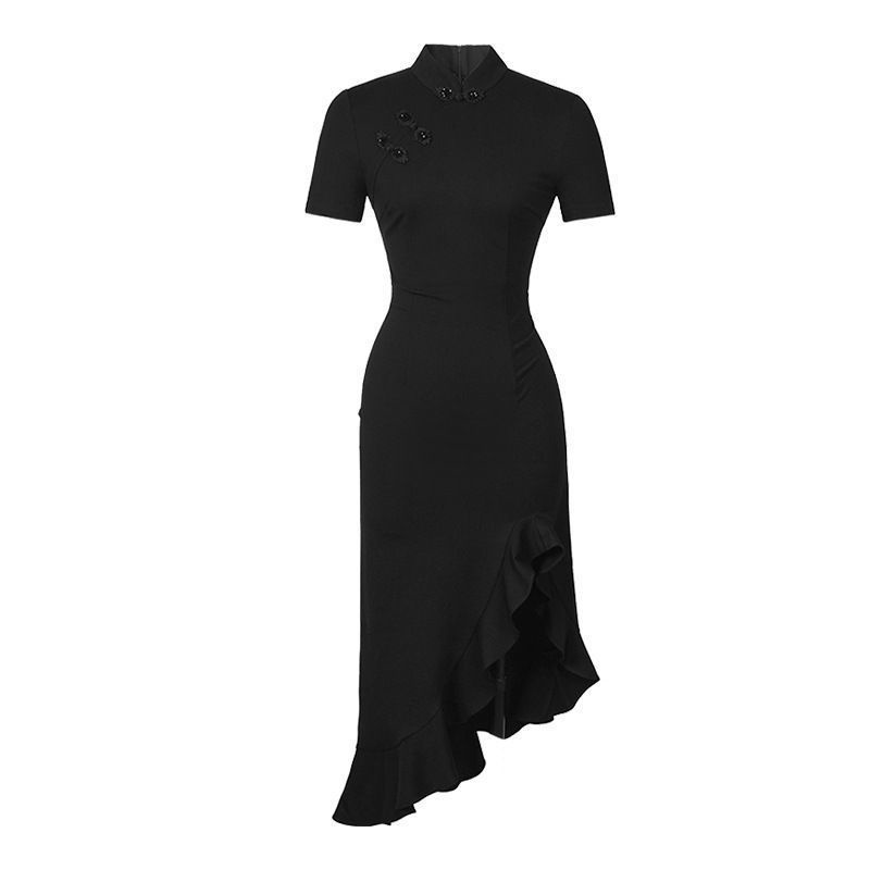 Đầm Sườn Xám Đuôi Cá Màu Sắc Tinh Khiết Xẻ Tà Thời Trang Cho Nữ