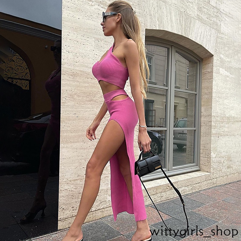 Wittygirls-bộ Váy Nửa Trái Tim Một Bên Vai Màu Trơn Mùa Hè Mới Cho Nữ