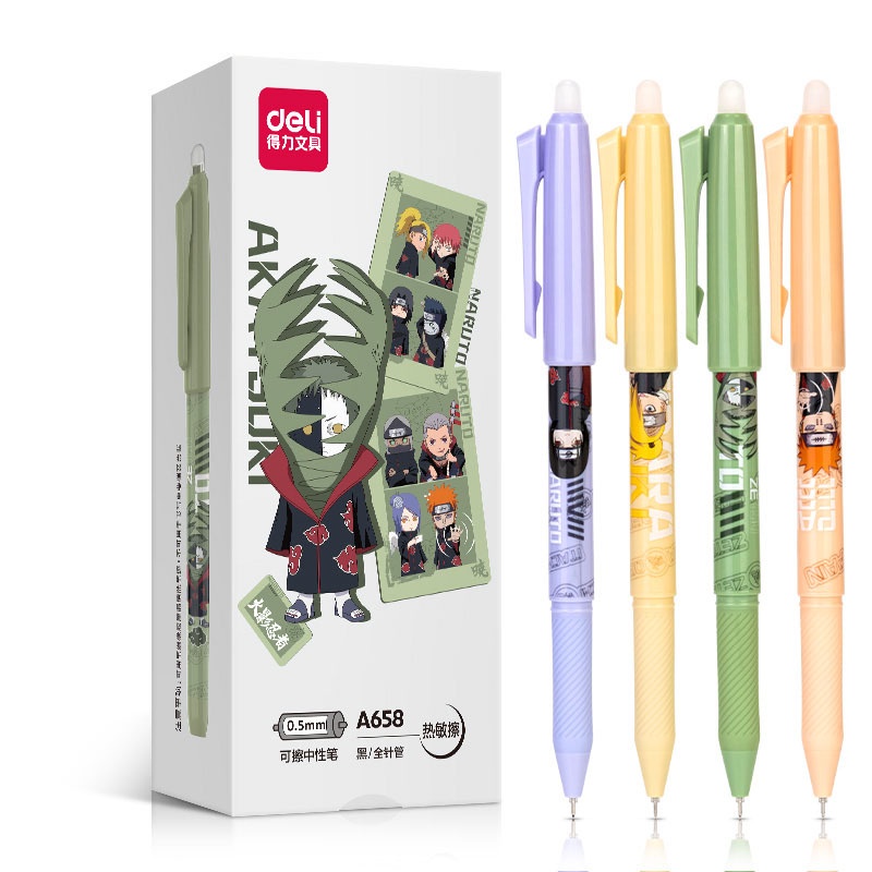 Bút Mực Gel Ngòi 0.5mm A665 Họa Tiết Naruto Dễ Tẩy Xóa Cho Học Sinh