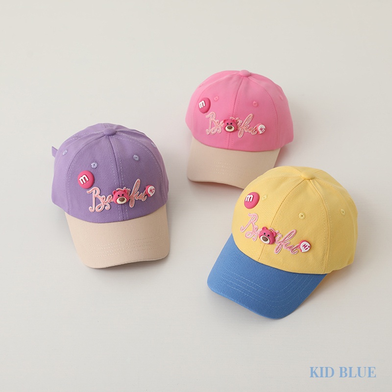 Mũ Lưỡi Trai Chống Nắng Hình Gấu Dâu Tây Màu Trắng Ngọt Ngào Dễ Thương