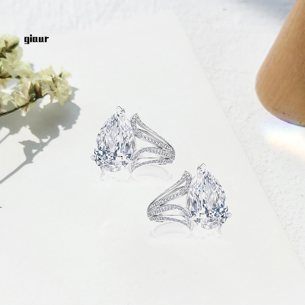 Nhẫn Đính Đá Hình Giọt Nước Họa Tiết Hoa Thời Trang Cho Nữ