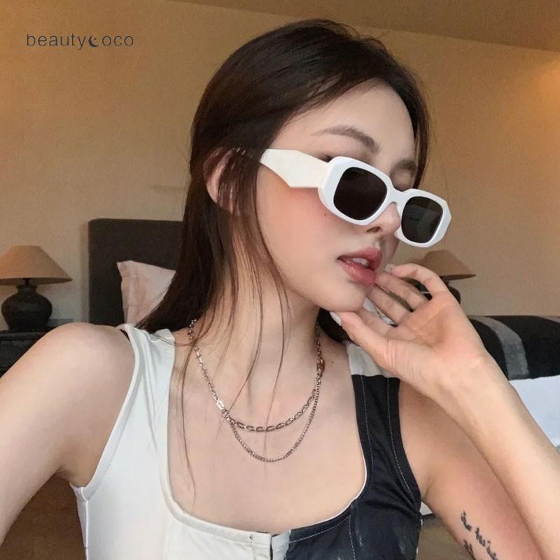 beautycoco🍊Kính râm 2 màu đen trắng hot trend.Kiểu dáng unisex,phong cách hiện đại,sành điệu.Bản có logo 2bên,chống UV400