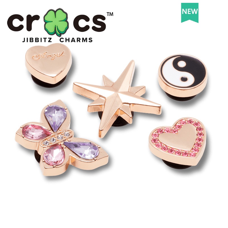 Dây Chuyền Kim Loại Mặt Hình Giày Dép crocs Đính Hạt Ngọc Trai / Bướm / Hoa Xinh Xắn DIY