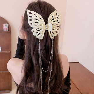 Kẹp tóc hình cá mập / bướm màu đen thời trang cho nữ
