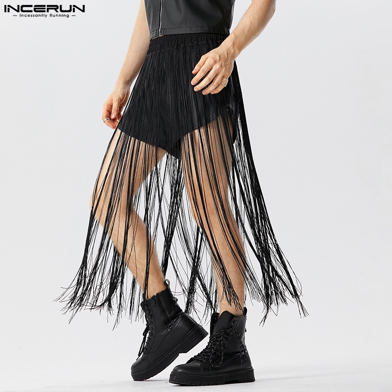 Incerun Chân Váy Maxi Tua Rua Peplum Đường Phố Vintage Cho Nam