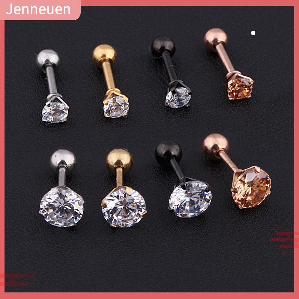 1 Khuyên Tai Thép Titan Dát Đá Zirconia Thời Trang Unisex