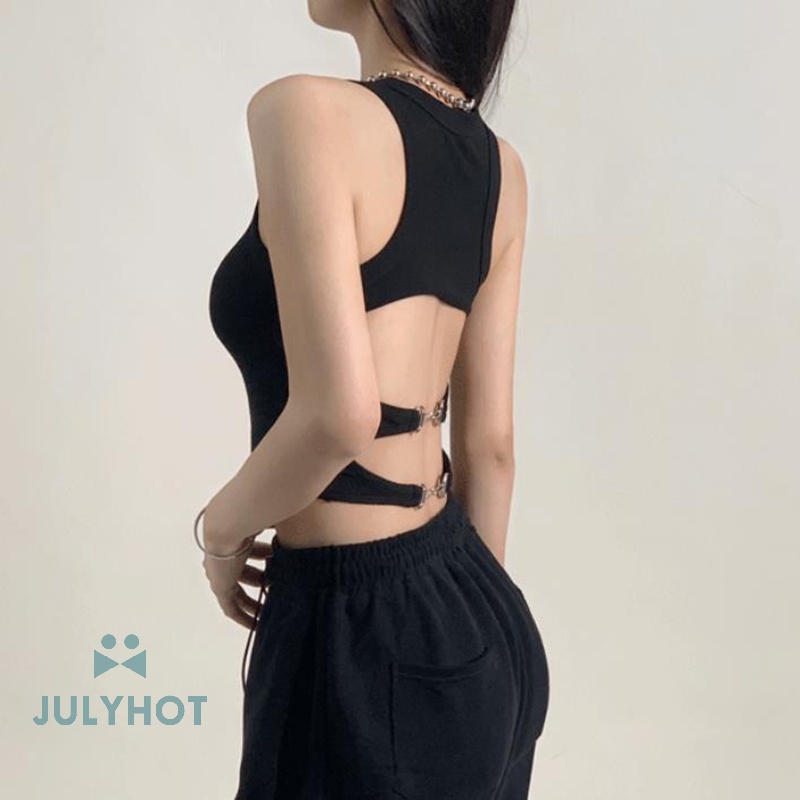 Áo Hai Dây Cổ Tròn Hở Lưng Màu Trơn Thời Trang Mùa Hè Quyến Rũ Cho Nữ