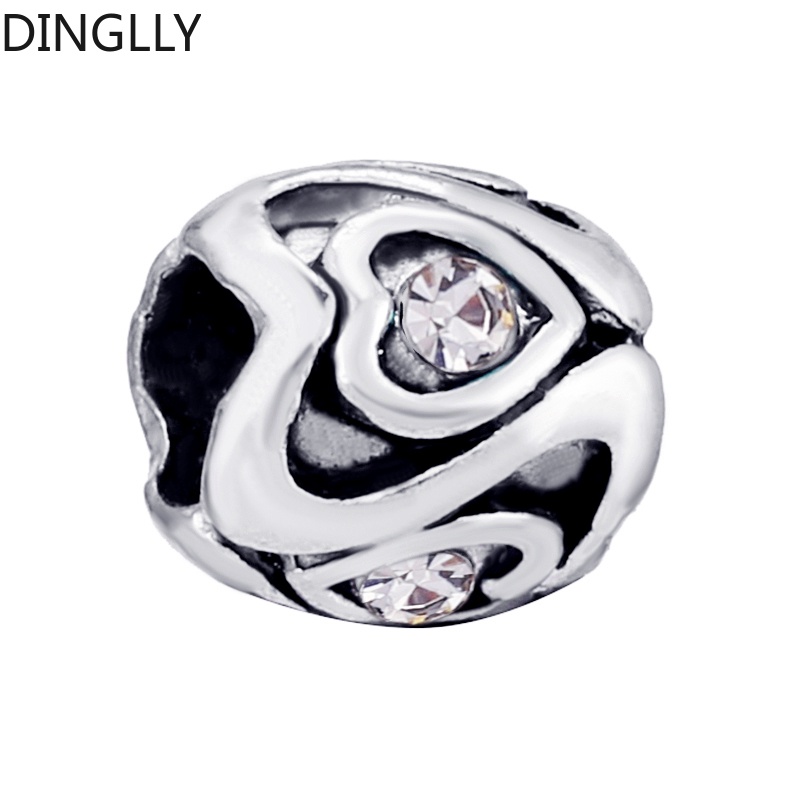 Hạt Xâu Chuỗi Bằng Hợp Kim Bạc Màu Sắc Trắng Hình Trái Tim Dùng Làm Trang Sức Diy