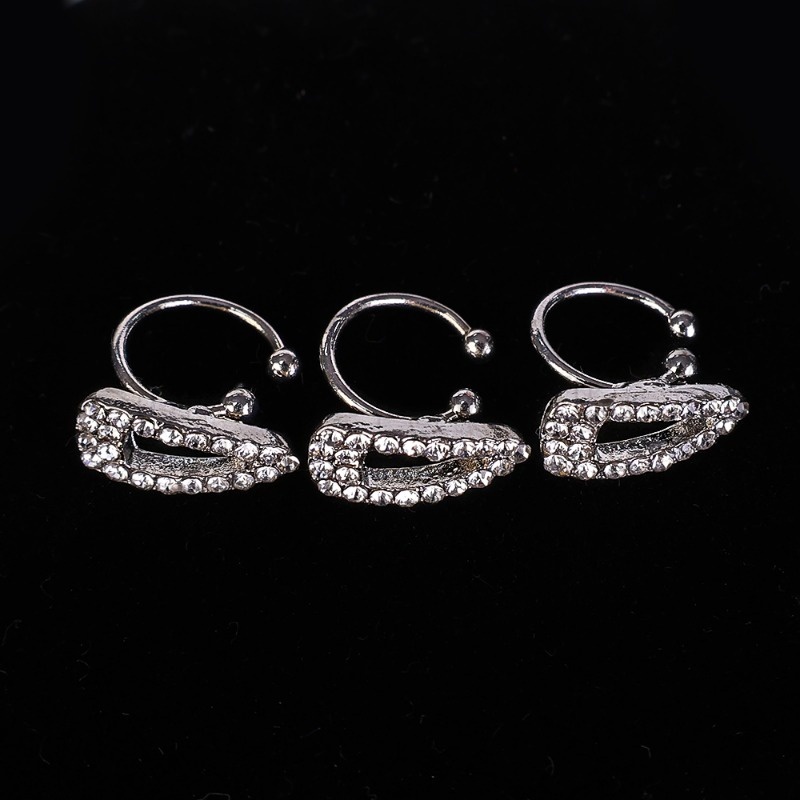 Khuyên Kẹp Tai / Khuyên Kẹp Tai Hình Tam Giác Bằng Kim Loại Đính Đá Zircon Sang Trọng Sáng Tạo Phong Cách Punk Thời Trang