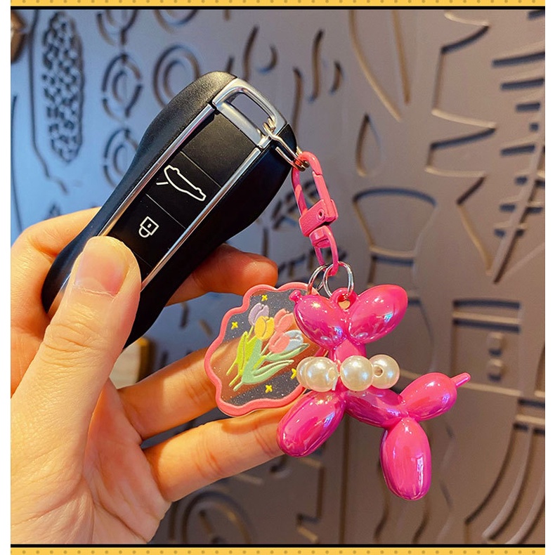 Phim hoạt hình chuỗi điện thoại di động cườm bong bóng puppy keychain hộp đựng điện thoại tự làm đồ trang sức cô gái trái tim treo chuỗi túi mặt dây chuyền