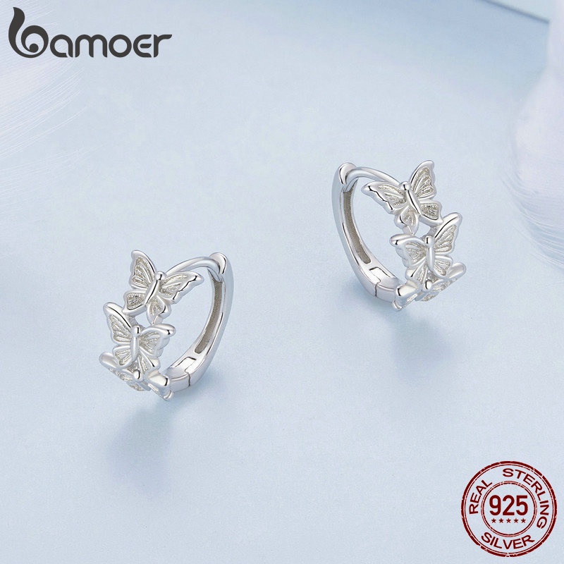 Bamoer Bông Tai Mạ Bạc 925 Hình Bướm Thời Trang Cho Nữ