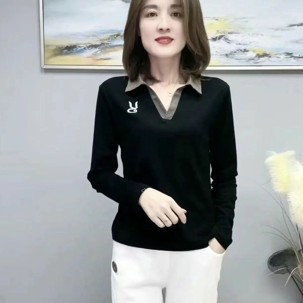 Áo Thun Polo Tay Dài Thời Trang Mùa Thu Dành Cho Phụ Nữ Trung Niên