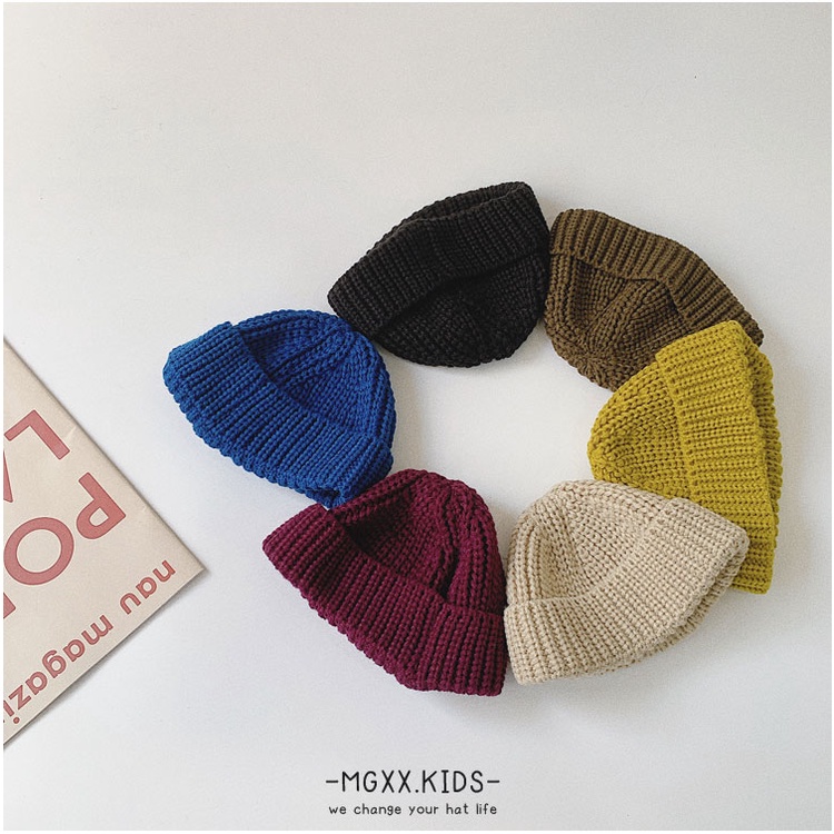 Mũ beanie Trùm Đầu Màu Sắc Đơn Giản Giữ Ấm Mùa Đông Phong Cách Hàn Quốc Cho Bé