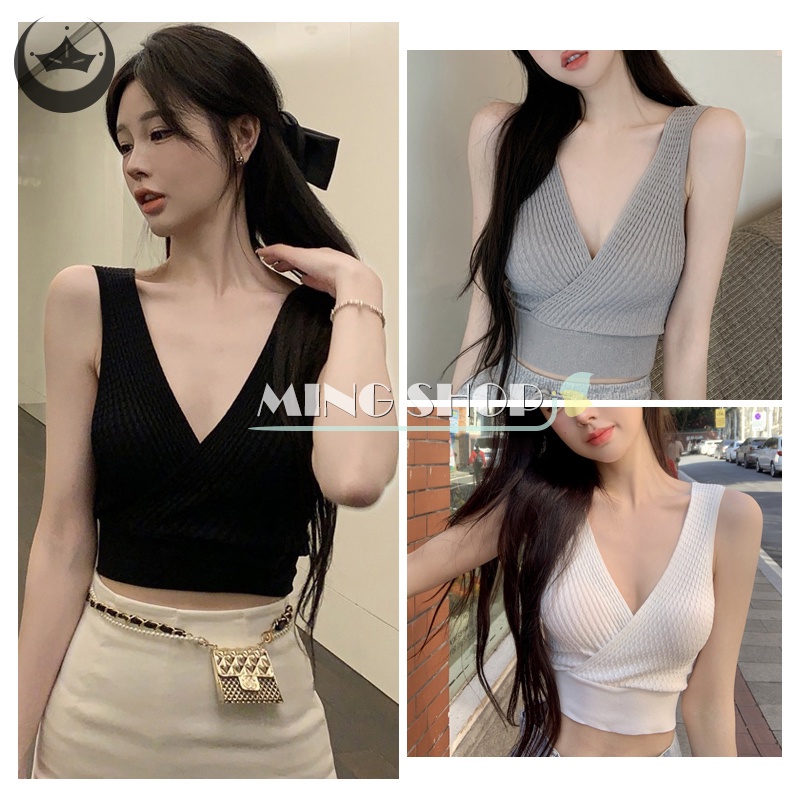 Áo Hai Dây Cổ Chữ V Màu Sắc Thời Trang Gợi Cảm Cho Nữ
