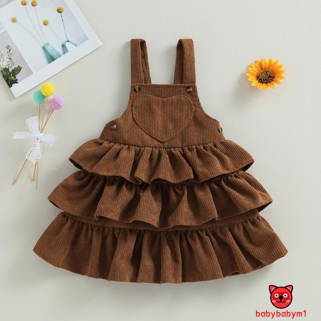 Babybaby-toddler girl dễ thương không tay màu rắn xếp lớp váy treo bèo nhún