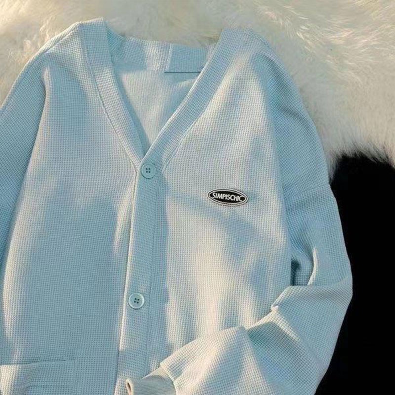 Áo khoác cardigan HANLU vải waffle dễ phối đồ thời trang mới cho nữ