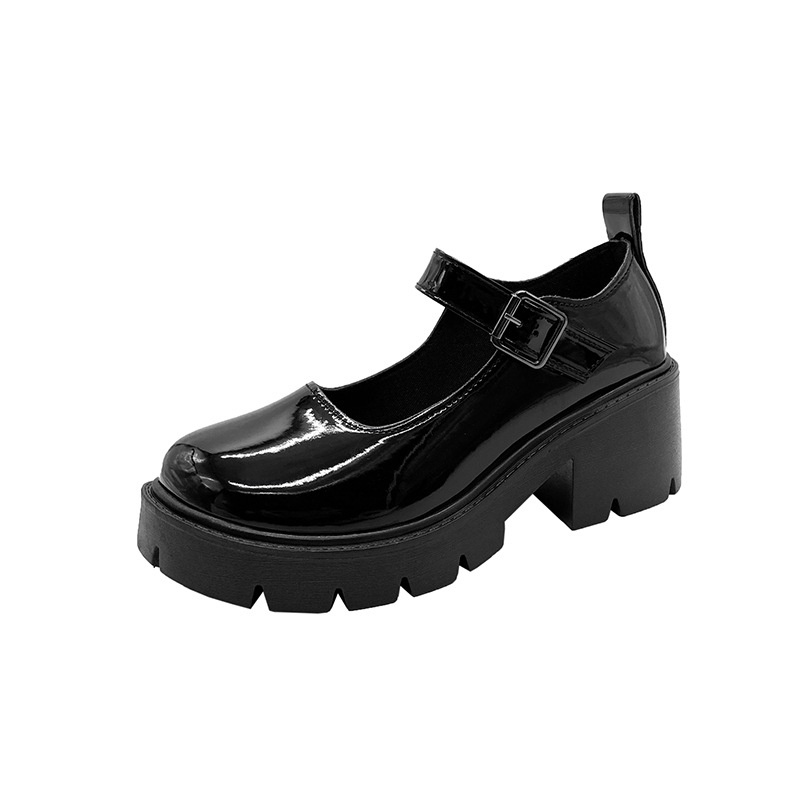 Giày Da Đế Dày Phối Khóa Cài Phong Cách Lolita Dành Cho Nữ